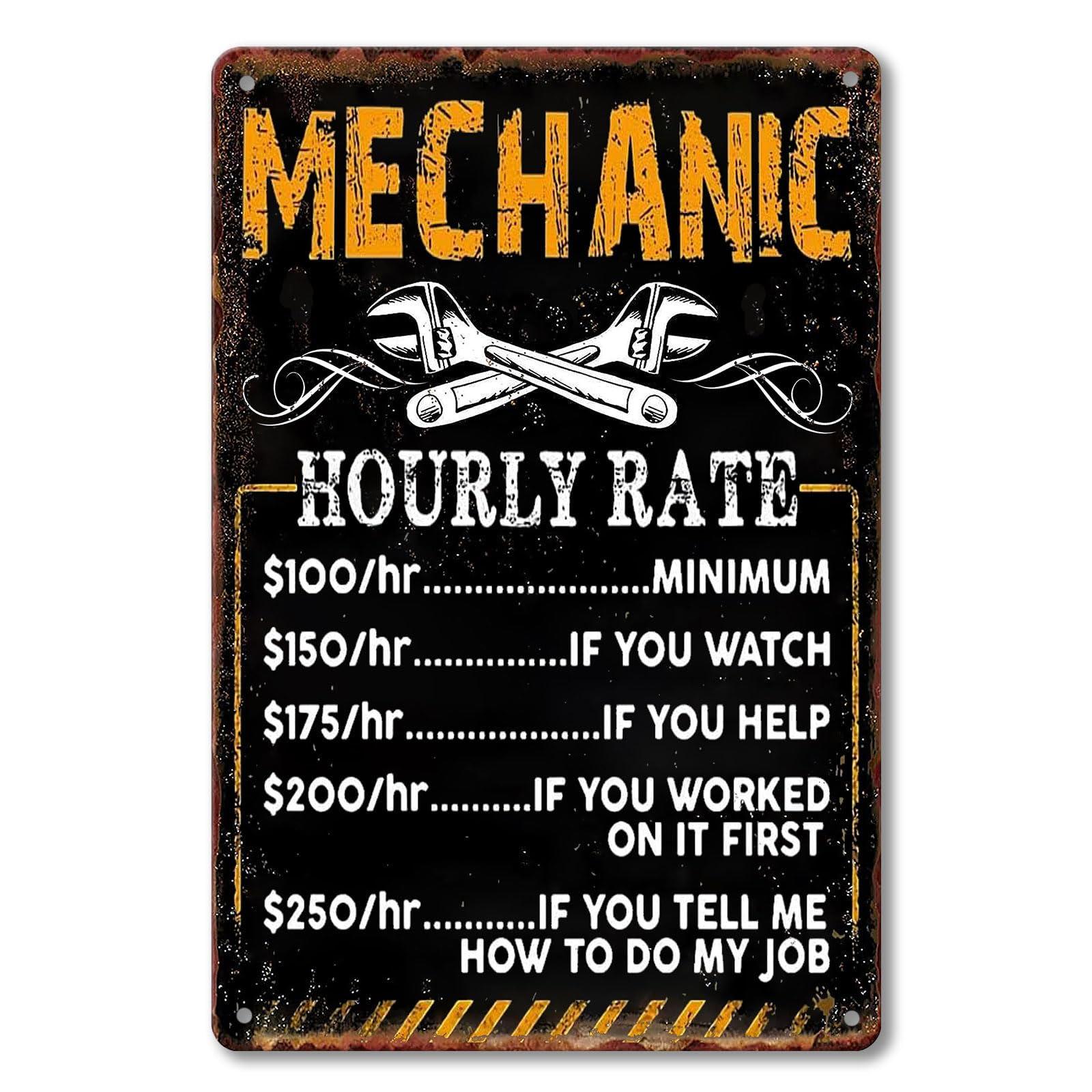 Vintage Tech Accessories - Funny Mechanic Shop Sign Mechanic Hourly