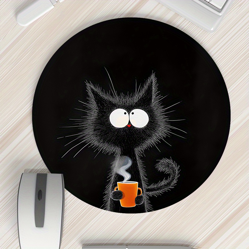 Black Cat Round Mouse Pad Dura - Tech Table Accessories 评论和价格