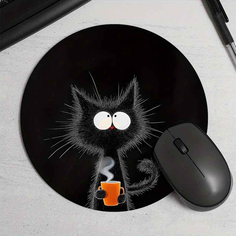 Black Cat Round Mouse Pad Dura - Tech Table Accessories 评论和价格